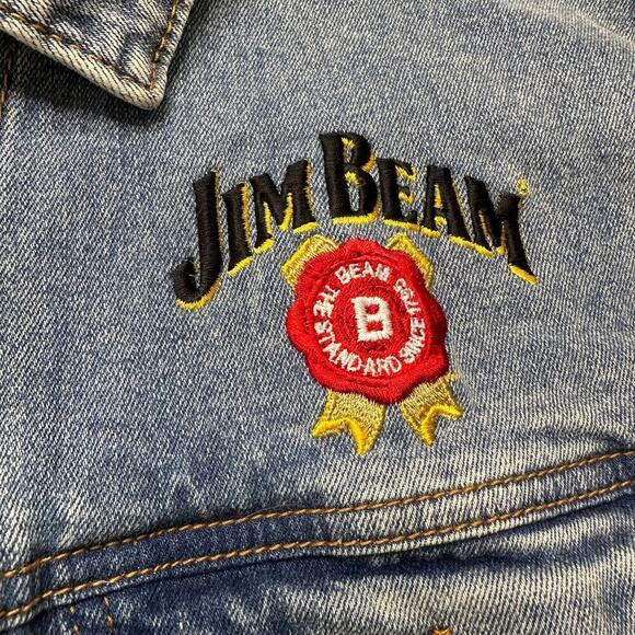 Threadfast Apparel Denim Jean Jacket with Jim Beam Embroidery -Womens Large - Picture 3 of 7